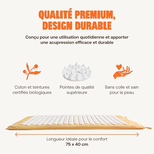 Shaktimat (L'original Depuis 2007) Tapis D'Acupression pour la relaxation - Soulage la Douleur dans le dos, Pieds, Nuque, Jambes - Améliore Circulation Sanguine & Sommeil - Niveau Débutant - Jaune - Image 3