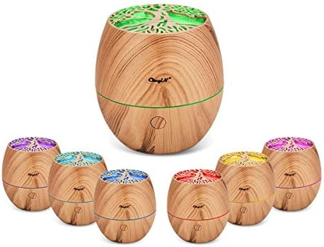 Mini diffuseur d'huliles Essentielles de 120 ml, Ckeyin Humidificateur à Ultrasons Avec 7 Couleurs de Lumière, 2 Modes de Brume, Diffuseur D'Aromathérapie pour chambre, etde et yoga