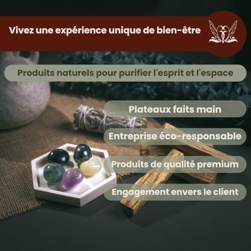 Besouls Coffret Ritual Protection: 4 Palo Santo Purification 1 Baton de Sauge Blanche Purification A Bruler 5 Pierres Protectrices Plateau Artisanal Qr Encens numériques Sauge Blanche Purification Maison - Image 5