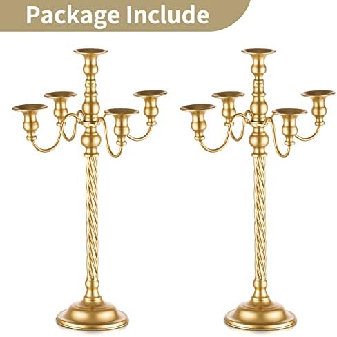 Nuptio Chandelier ou 53 cm: 2 pièces Chandelier Sur Pied Pour Centre de table, 5 Bras Chandeliers Vintage pour décoration de Cheminée de Réception de Mariage Fêtes de Noël - Image 6