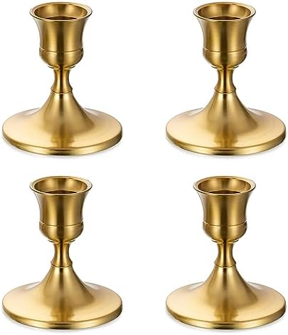 Romadedi Petite Chandelier Bougeoir Doré - Lot de 4 bougeères mariage Métal décoratifs pour bouges chandelles piliers noel décoration de la Maison l'entant de table moderne
