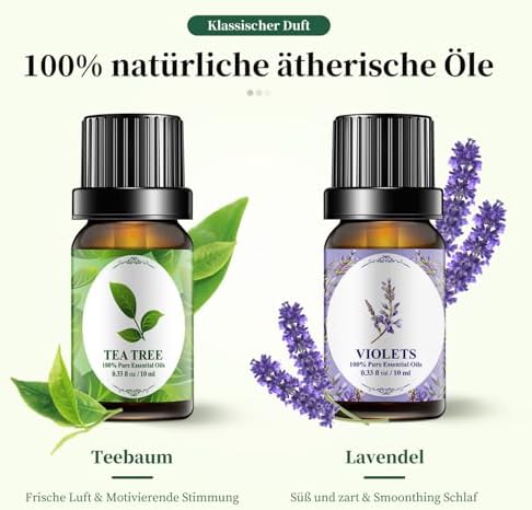 Diffuseur d'huliles Essentielles - diffuseur d'Aromathérapie Avec 2 Huiles Essentielles - Huiles Essentielles de Lavande et d'Arbre à the - Diffusion direc - Image 3