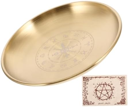VOSAREA 1 Ensemble de Bol décoratif Dore pour, Brûleur d'Encens, Bol de purification, Assiette à Bijoux Légère, Plateau à Pendule d'astrologie