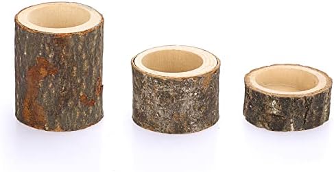 Sumtree 12 PCS Bougeoir en Bois Chandelier Votive Support de Bougie Décoration pour la maison, table, mariage (Hauteur 2,5cm + 4cm + 7cm) - Image 4