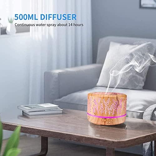 Diffuseur Huiles Essentielles 500 ml, diffuseur d'Aromathérapie Humidificateur D'Air Sans Eau - Arête Automatique, 7 LED Couleur Idéal pour le salon Yoga Chambre - Image 3