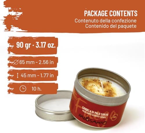 Palosanto - Bougie parfumee à l'Huile Essentiellle de Palo Santo et à la cire VÉGÉTALE - Bougie d'Encens - Idéal comme Parfum d'ambiance et purificator - Fabrique e à la Main en Italie - Image 2