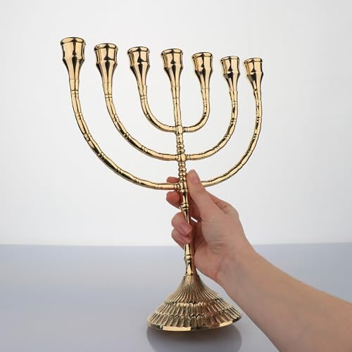 Nklaus Chandelier 7 Hauteur 30cm pour bougies jusqu'à Ø 2cm Grand lustre lustre en laiton dore brillant 2880 - Image 3