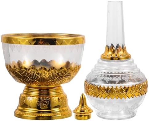Aboofan 4 pièces bouteille en verre coupé sacré contenants de liquide sacré bol de prospérité réservoir d'Aau de baptême quatrenitures de prière gobelet - Image 9