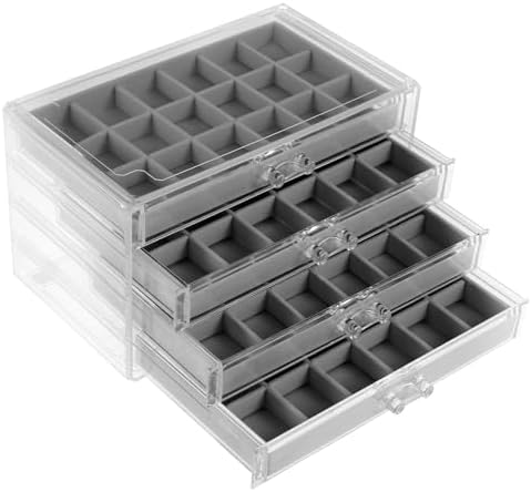 Collection de rock boîte à 72 grilles 4 canapés 24 x 15 x 14,2 cm boîte de collection couler les enfants vitrine transparente couler les Pierres Précieus boîte de rangement pour les Pierres Précieus coquillages