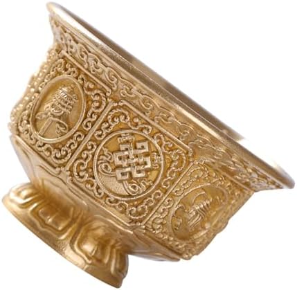 Élégante Tasse de Ritual Bouddhiste en Cuivre Avec Huit Symboles Heureux, Bol d'approvisation en eau, artefact Bouddhiste Tibétain