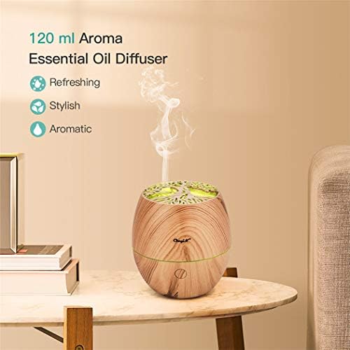 Mini diffuseur d'huliles Essentielles de 120 ml, Ckeyin Humidificateur à Ultrasons Avec 7 Couleurs de Lumière, 2 Modes de Brume, Diffuseur D'Aromathérapie pour chambre, etde et yoga - Image 7