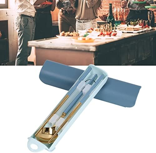 Qukaim lot de 5 paires de baguettes rémuli aux réduisables, conception antidérapante, motif exquis, en bois, lavables pour les fêtes et mariages, bleu - Image 2