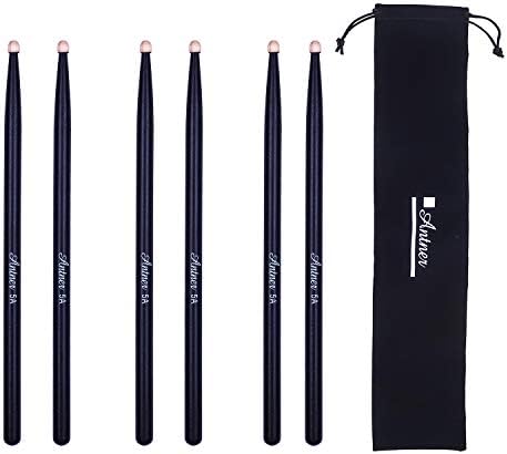 Antner lot de 3 paires de baguettes classiques en érable avec pointe en bois pour étudiant et adulte noir