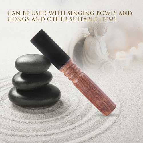 Bol chantant tibétain malle, sculpté à la main aU Népal, Maillet enveloppé de cuir, bâton de bol Sonore en Bois pour la méditation, le yoga et la relaxation - Image 3