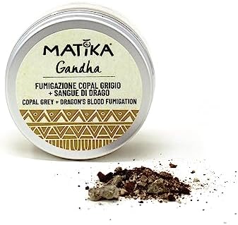 Matika - Mélange pour les fumigations Gandha - Copal Gris + Sang de Dragon - Idéal pour les Cérémonies Purificatrices et de Guérison Spirinelle