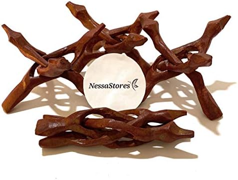 Nessastores lot de 6 trépieds en bois sculpté à la main lecteur de la décoration de chambre, soutien de boule de Cristal, soutien de Roche, soutien de vase couché coquille d'ormeau, bol décoratif, sphère ou - Image 6