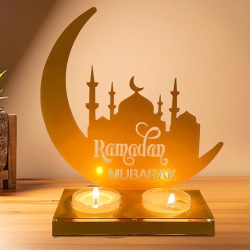 Qunkun Bougeoir, Décoration Ramadan Eid Mubarak, Lampe Diy Ramadan, Décor Eid Mubarak, Décoration de Table Eid Mubarak, Décoration Ramadan, Bougeoir Ramadan pour Cadeau Decoration de Musulm