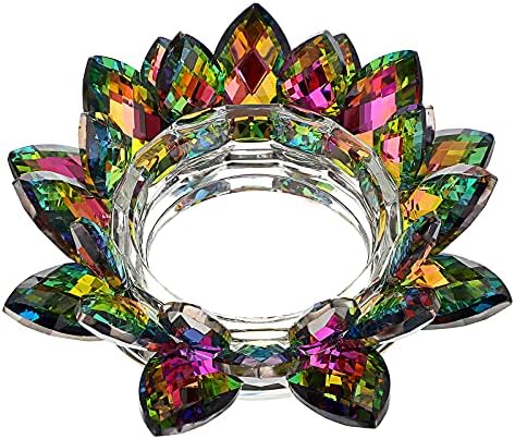 Sumtree Bougeoir en Verre Fleur de Lotus Chandelier Support de Bougie pour bougie Votive ou Pilier Diamère de Bougie 7,5cm (Grand, multicolore)