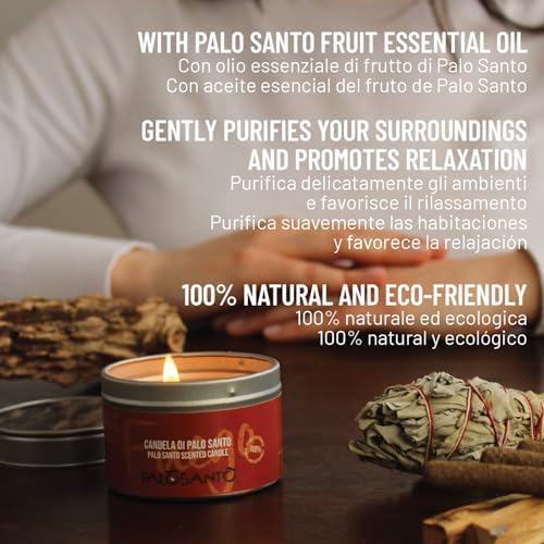 Palosanto - Bougie parfumee à l'Huile Essentiellle de Palo Santo et à la cire VÉGÉTALE - Bougie d'Encens - Idéal comme Parfum d'ambiance et purificator - Fabrique e à la Main en Italie - Image 3