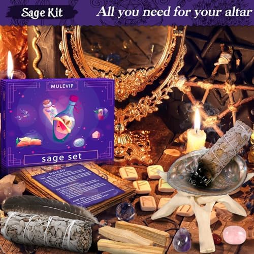 Mulevip Sauge Blanche, Palo Santo, Santo Coquillage d'Ormeau, Pierre de Cristal, Sauge Blanche Purification Maison, Sauge Blanche Purification A Bruler, Encenel Naturel à Bruler Anti Stress Méditation - Image 2