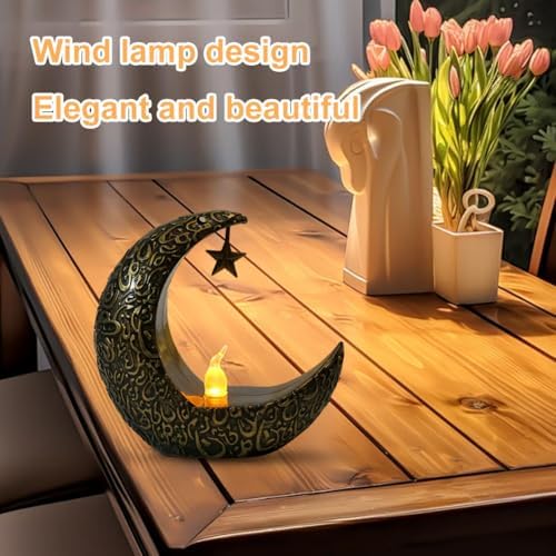 Bougie fiorky led en forme de lune pour Ramadan - Bougeoir décoratif alimenté par batterie - lustre électronique décoratif coule de table de maisonnette - Image 9