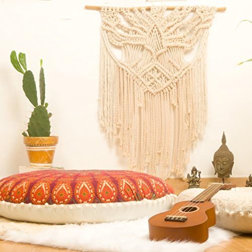 Mandala Life Art Bohémi Yoga DÉCOR HOUSSE DE COUSSIN DE SOL - 75CM - TTIE D'ORIELLER TAPIS DE MÉDITATION RONDE - DÉCORATIF POUF TAPIS EN COTON IMPRIMÉ - Image 4