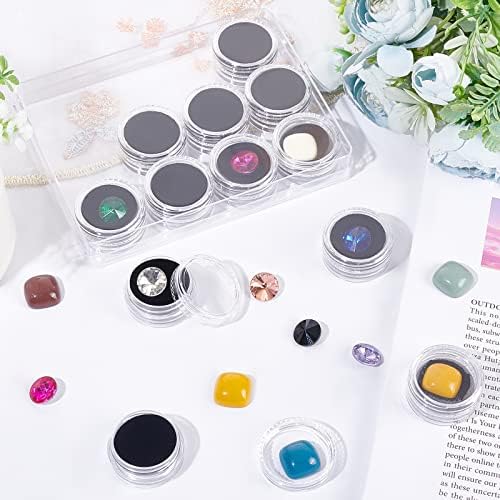 nbeads 12 pcs boîte de presentation de Pierres Précieus en Diamant, boîte d'Affichage de Bijoux Colonne Conteneur d'Exposition Avec Tapis en Mousse pour Pierre Diamant nu et monnie, Noir - Image 5