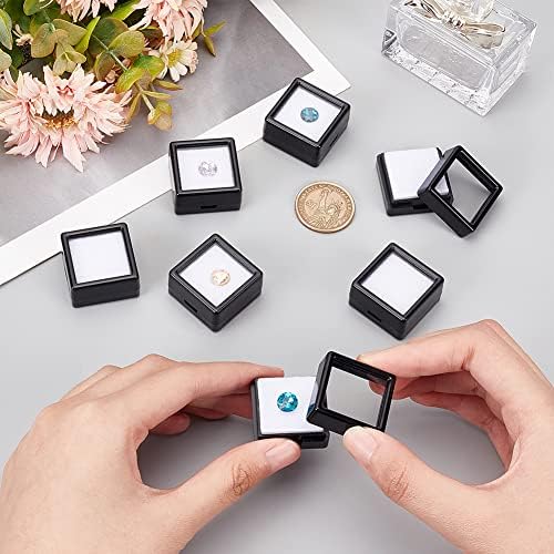 Benecreat 36 PCS Boîte de Présentation de Pierres Précieus Noir 3x3x1.65cm Boîte en Plastique Transparente en Pierre nue Boîte à Bijoux Carrée pour Précieus Bijoux Cristal de Diamant - Image 3