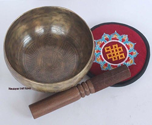 17,8 cm Figurine de Bouddha et Tibétain Mantra à découper tibétain bol chantant à découper faite à la main