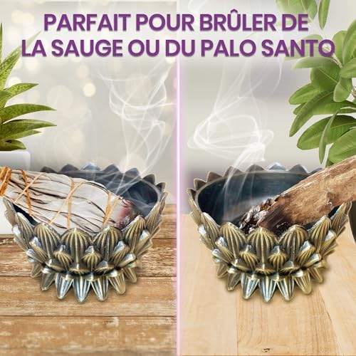 Vibratis Porte-Encens Lotus, encensoir pour le charbon, Cônes, Sauge et Palo Santo, Élégant et durable, Brûleur d'Encens pour l'ambiance Relaxante et apaisante - Image 5