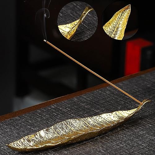 2PCS Porte-Encens, Betterjonny 21cm Porte-Encens en Forme de Feuille Porte-Bâtons d'Encens Support D'Encens Métallique Porte-Encens Avec Récupéré de Cendres pour la Maison Décoration - Image 3
