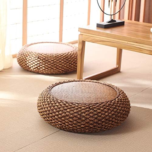 Teuopioe coussin pouf tatami, coussin de siège en pelle tissée naturelle, tapis de sol oreiller respirant, coussin tressé rond, tapis de sol yoga / méditation - Image 5