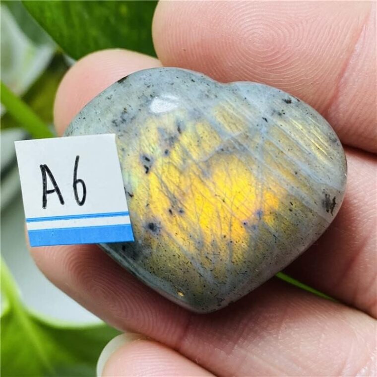 Cristal Naturel Brut Cristaux Pierres Labradorite Mini CoEur Pendentif Bricolage Cristal Purification (Couleur: A1 10G) - Image 2