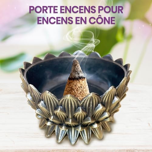 Vibratis Porte-Encens Lotus, encensoir pour le charbon, Cônes, Sauge et Palo Santo, Élégant et durable, Brûleur d'Encens pour l'ambiance Relaxante et apaisante - Image 4