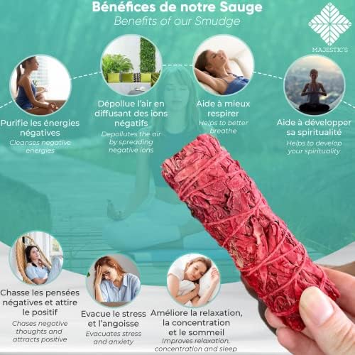 Sauge Rouge Sang de Dragon, Sauge Blanche Purification à Bruler x1 Baton + Ebook Pratique (PDF) - Bâtonnets de Sauge Amérindienne pour purificateur Les Énergies Négatifs - Image 3