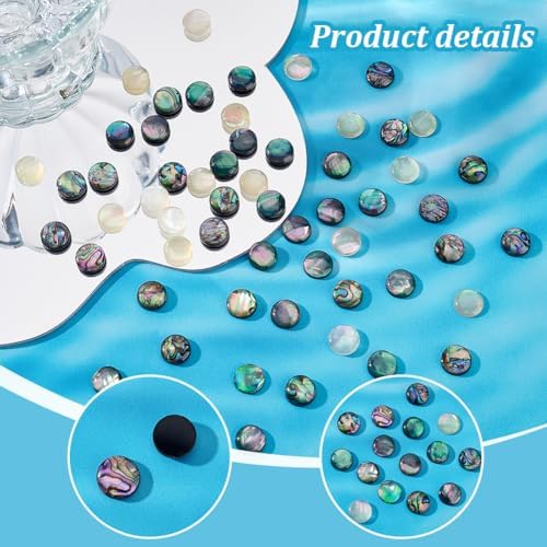 Ph Pandahall 90pcs 3 CouleUrs Cabochon de Coquille d'Ormeau 10 mm Perles de Coquille d'Ormeau en acrylique Cabochons Coquille Paua Perles de Coquilage Demides pour bracelet, collier, bijoux - Image 4
