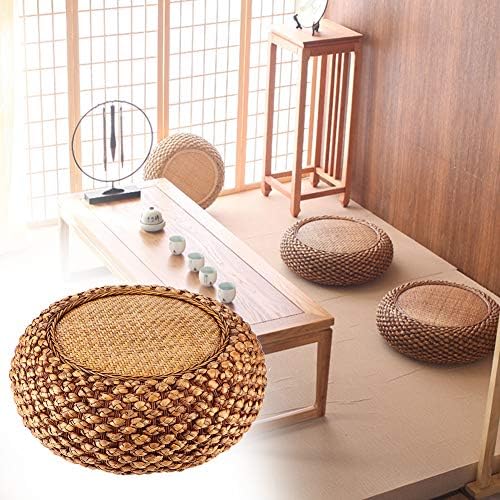 Teuopioe coussin pouf tatami, coussin de siège en pelle tissée naturelle, tapis de sol oreiller respirant, coussin tressé rond, tapis de sol yoga / méditation - Image 4