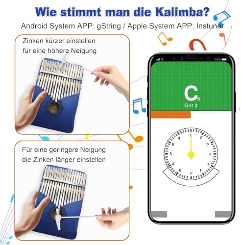 Ohromcoli Kalimba - Instrument Kalimba à 17 touche les avis de promension, Percussion des Doigts, piano à pouce Professionnel Kalimba pour les enfants, adultes, adultes et amateurs de musique (bleu - Image 4