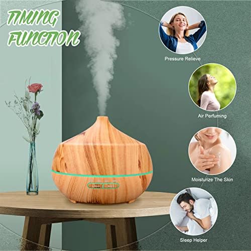 Diffuseur d'Huiles Essentielles Aroma Ultrasonique: diffuseur de Parfum 400ml lampe d'Aromathérapie Avec Lumière Colorée et Minuterie pour la chambre à Coucher, L'Appartement et Le Bureau - Jaune - Image 5