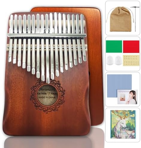 Ohromcoli Kalimba - Instrument Kalimba à 17 touche Avec Outils d'Apprentissage, Percussion des Doigts, piano à pouce Professionnel Kalimba pour les enfants, adultes, adultes et amateurs de musique