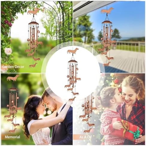 Carillon éolien en métal pour Teckel | Carillon Éolien pour Chien | Carillon Éolien décoratif | Carillon à Vent en Métal pour Teckel | Carillon éolien apaisant pour commémoration, pendaison de - Image 3