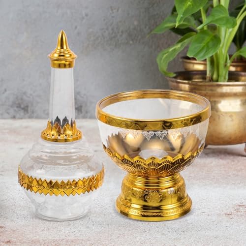 Aboofan 4 pièces bouteille en verre coupé sacré contenants de liquide sacré bol de prospérité réservoir d'Aau de baptême quatrenitures de prière gobelet - Image 2