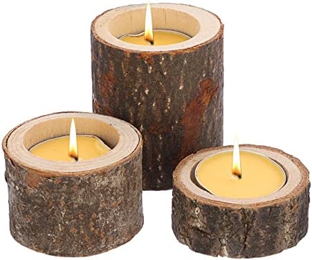 Sumtree 12 PCS Bougeoir en Bois Chandelier Votive Support de Bougie Décoration pour la maison, table, mariage (Hauteur 2,5cm + 4cm + 7cm) - Image 6