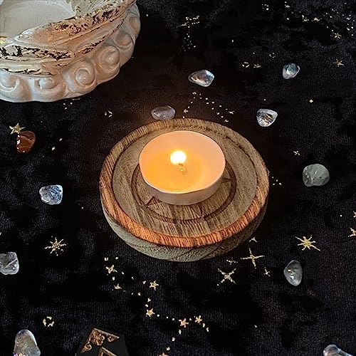 Astrologie pentagrammes bougeoir table pentacles autels assiette photophore en bois cérémonie divination tableaux de bougies pentagrammes photophores autels bougeoir étoile bougeoir étoile - Image 6