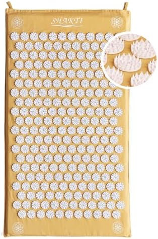 Shaktimat (L'original Depuis 2007) Tapis D'Acupression pour la relaxation - Soulage la Douleur dans le dos, Pieds, Nuque, Jambes - Améliore Circulation Sanguine & Sommeil - Niveau Débutant - Jaune