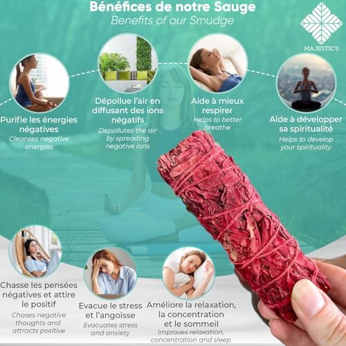 Sauge Rouge Sang de Dragon, Sauge Blanche Purification à Bruler x3 Batons + Ebook Pratique (PDF) - Bâtonnets de Sauge Amérindienne pour purifier les énergies Négatifs - Image 5