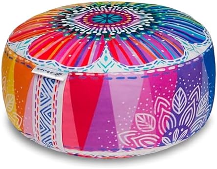 Bine Brändle Coussin de Méditation Mandala - Coussin de Yoga - Coussin de Sol - Hauteur D'Sise Idéale: 15 cm - Coussin Interieur Avec Rembourrage en Vannure d'Épeautre Réglable - Certifié Gots -