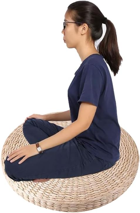 Ohhgo tapis de yoga doux 40 cm pouf rond tatami coussin de sol coussin de sol pelle tapis de méditation tapis de yoga doux