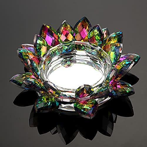 Sumtree Bougeoir en Verre Fleur de Lotus Chandelier Support de Bougie pour bougie Votive ou Pilier Diamère de Bougie 7,5cm (Grand, multicolore) - Image 2