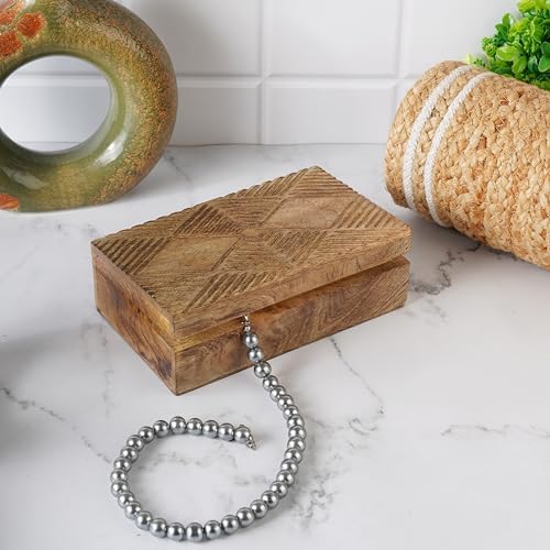 Ajuny Coffret à Bijoux en Bois sculpté à la main Élégant Souvenirs Vintage pour homme Femmes boîte à souvenirs décoratifs boîte idéale. - Image 5